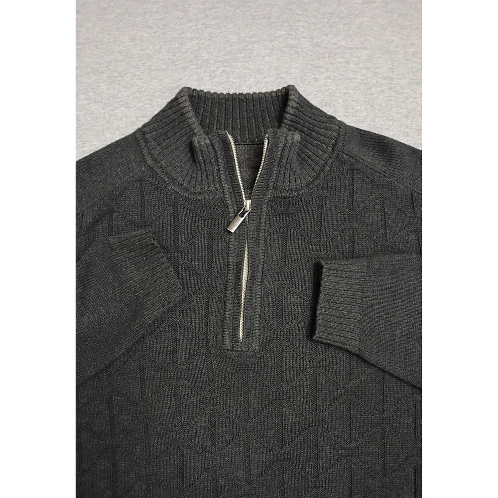 Tommy Bahama Palm Vista Quarter Zip Sweater Mens XL Charcoal Grey Textured Knit